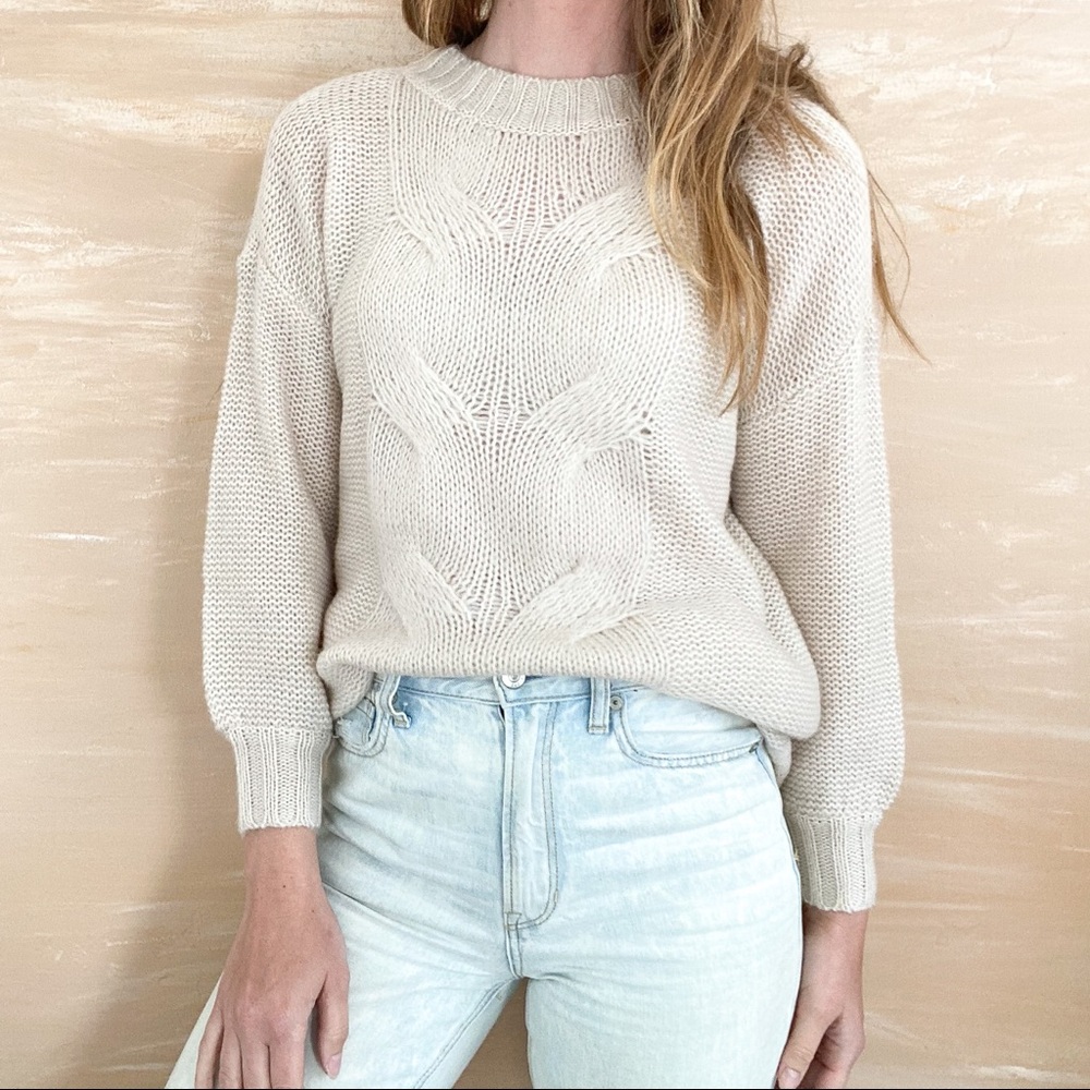 Aerie Cream Oversized Slouchy Pullover Sweater